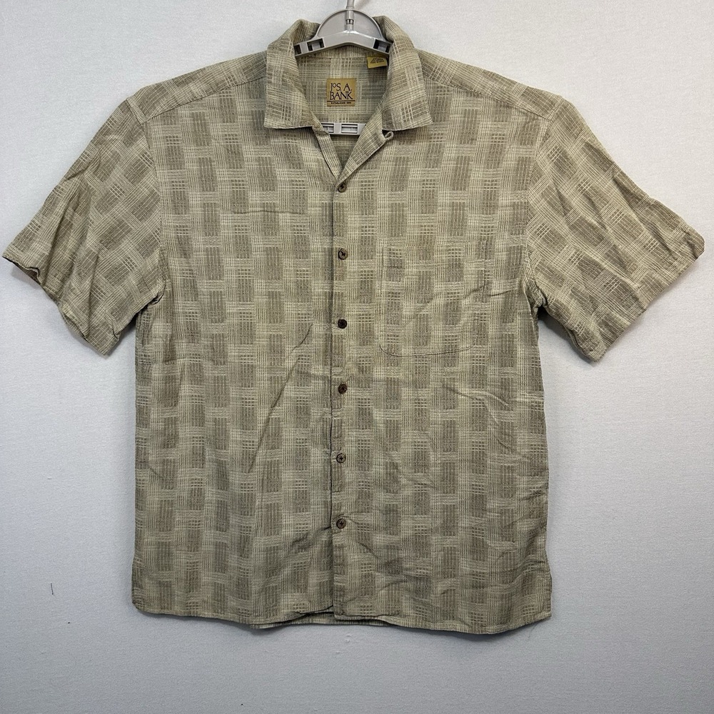 Jos. A. Bank Men's Large Silk/Cotton‎ Blend Beige Summer Nights Vacation